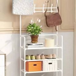 4-layer Coat And Shoe Rack-White