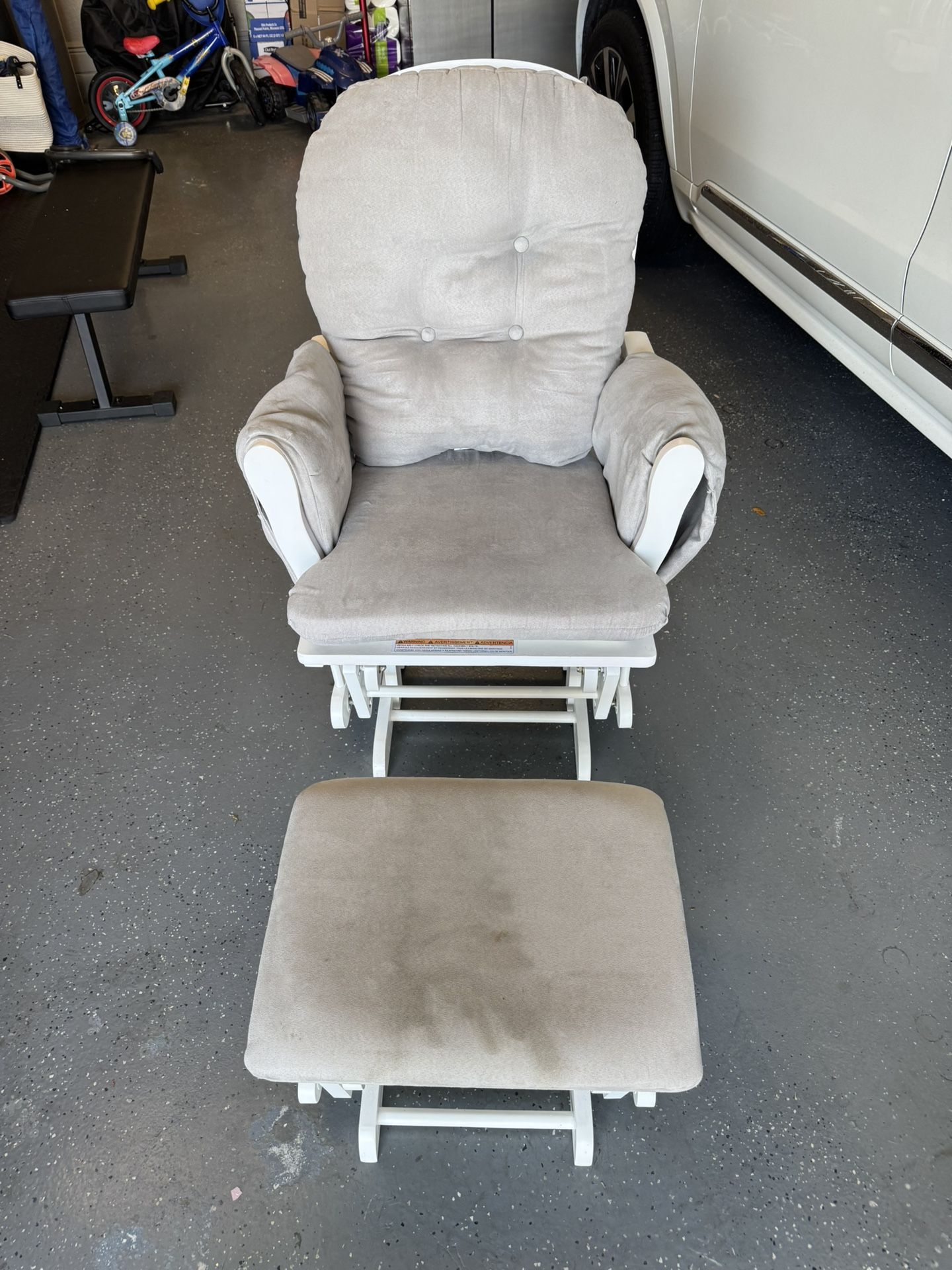 Storkcraft Hoop Infant Nursery Glider and Ottoman, White with Gray Rocking Chair