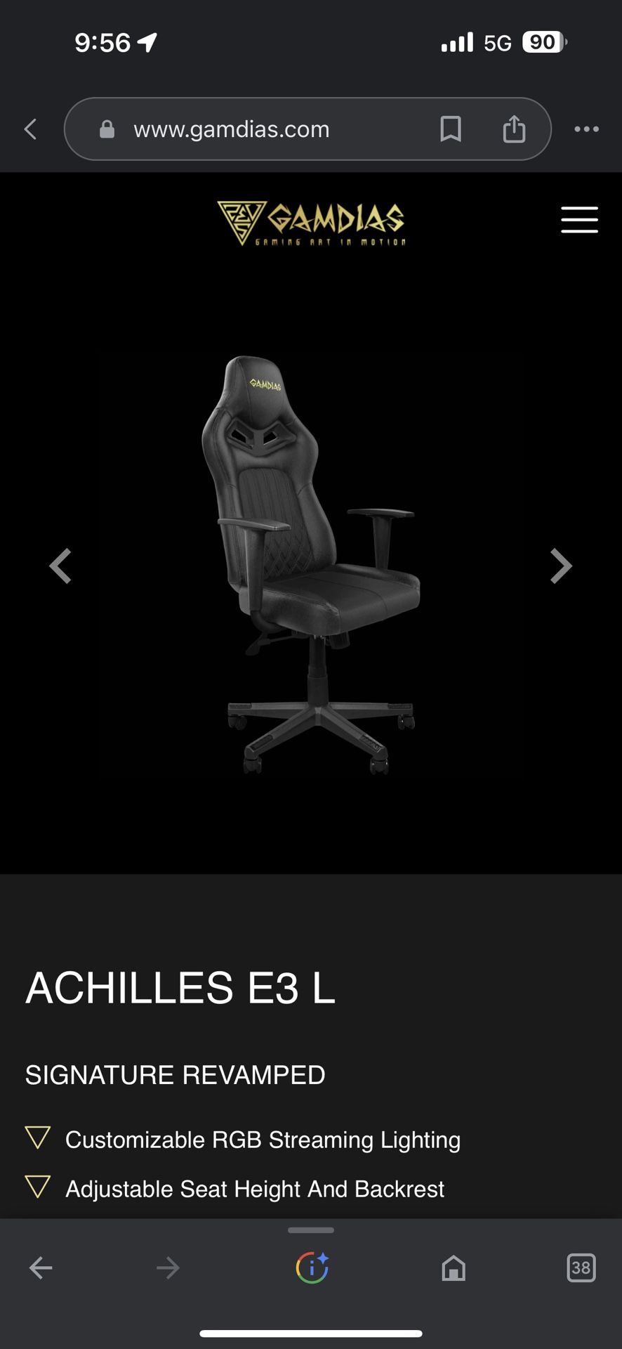 Gamdias Achilles E3 L Gaming Chair for Sale in Las Vegas NV OfferUp