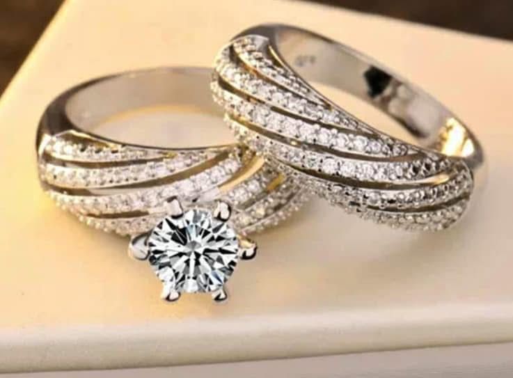Anillos de boda y compromiso, plata 925 $75 set