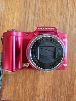 Vintage Digital Camera Lot: Nikon Coolpix 2100 w/ Manual & Red Olympus HD Compact w/ Charger