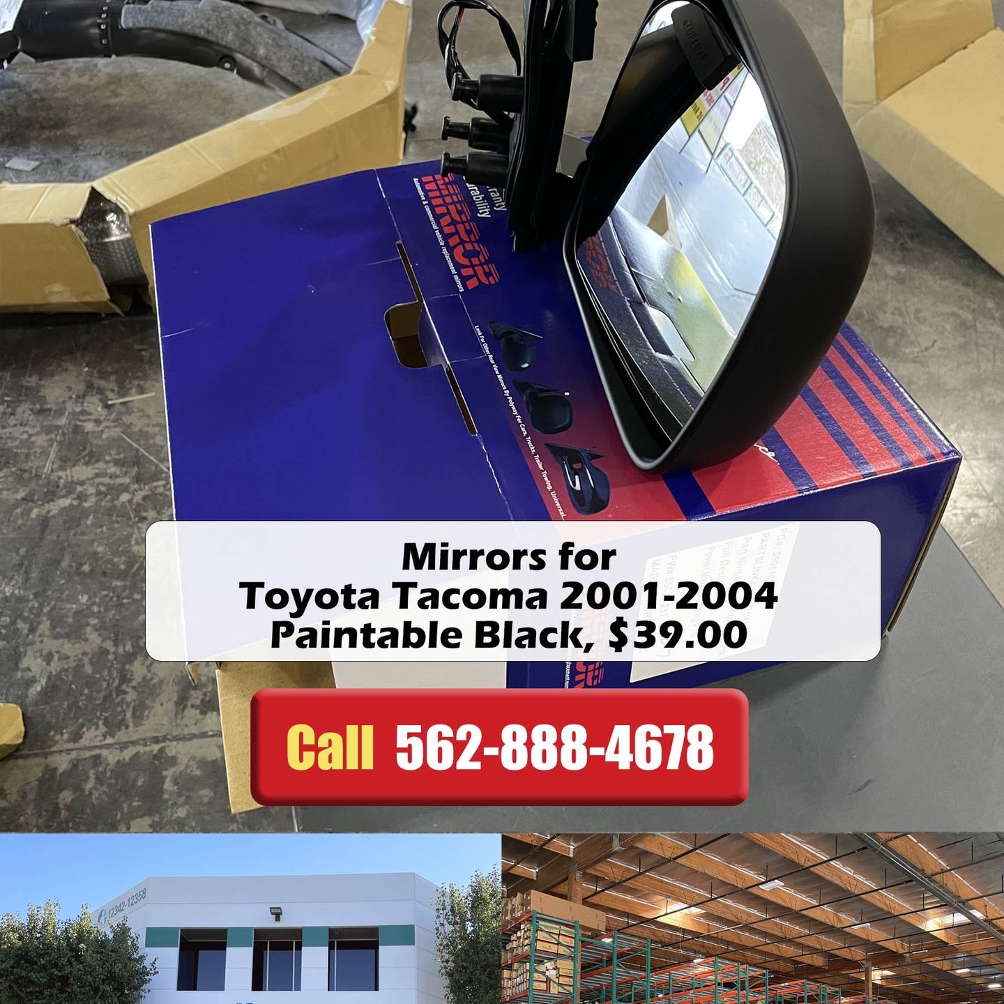 Mirrors For Toyota Tacoma 2001 2002 2003 2004 Paintable Black