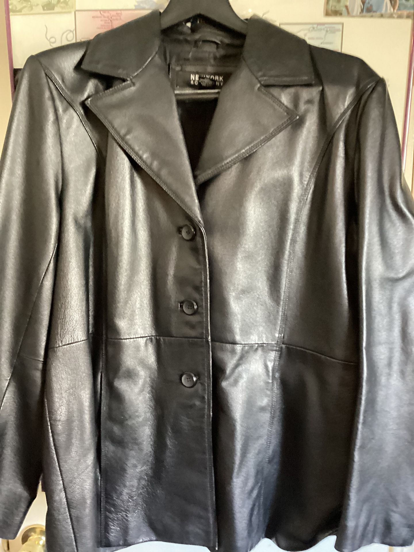 Ladies, New York And Company, Black Leather Jacket In Great Condition