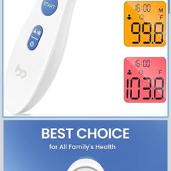 Forehead Thermometer for Adults and Kids, Digital Touchless Thermometer for Baby, Infants and Toddlers, 3 Color Fever Alarm, 1s Fast Accurate Reading,