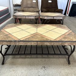 Tile Top Coffee Table and Side Table Set