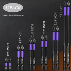 New 12-Pack Magnetic Screwdriver Bit Set D1 Alloy Steel