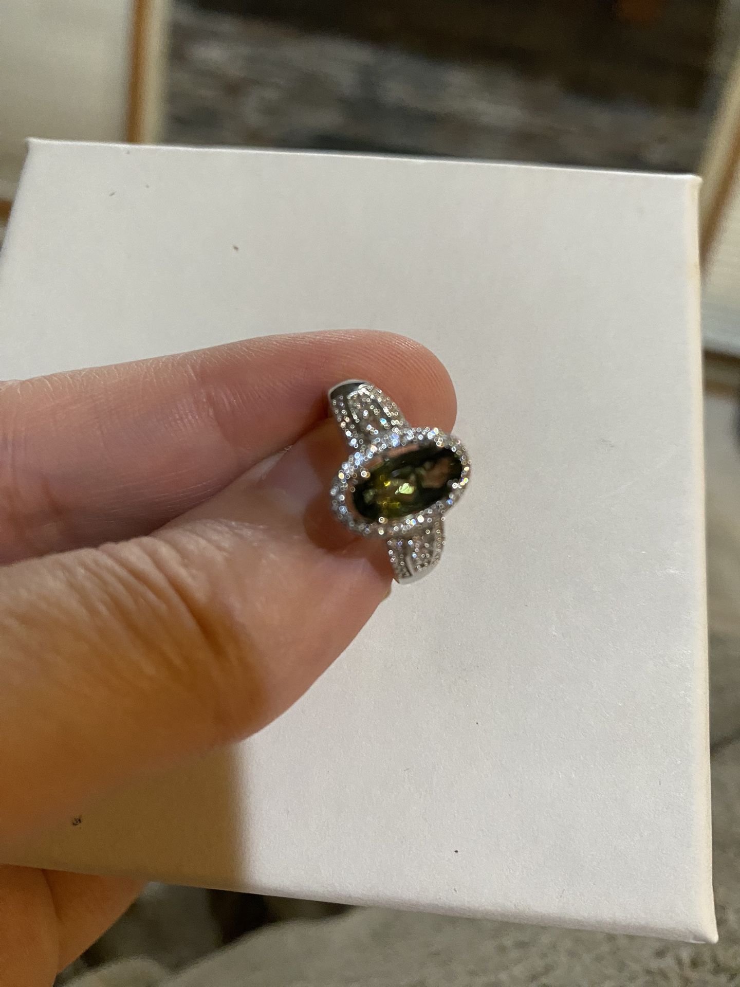 Beautiful Bohemian Moldavite ring - Sz 7