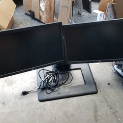 HP Dual MONITOR STAND WITH 2 E221C 22" MONITORS 