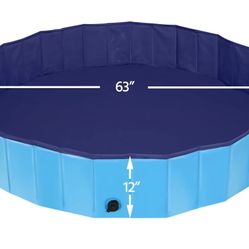 MorTime Foldable Dog Pool Portable Vinyl Pet Bathtub 63" Round x 12" Deep