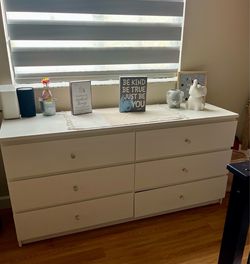 STORKLINTA 6-drawer dresser, white/anchor/unlock function, 55 1/8x18 7/8x29 1/2 "