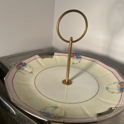 Oakland Candy Dish From 1940’s  Gold Handle FloralFlores It