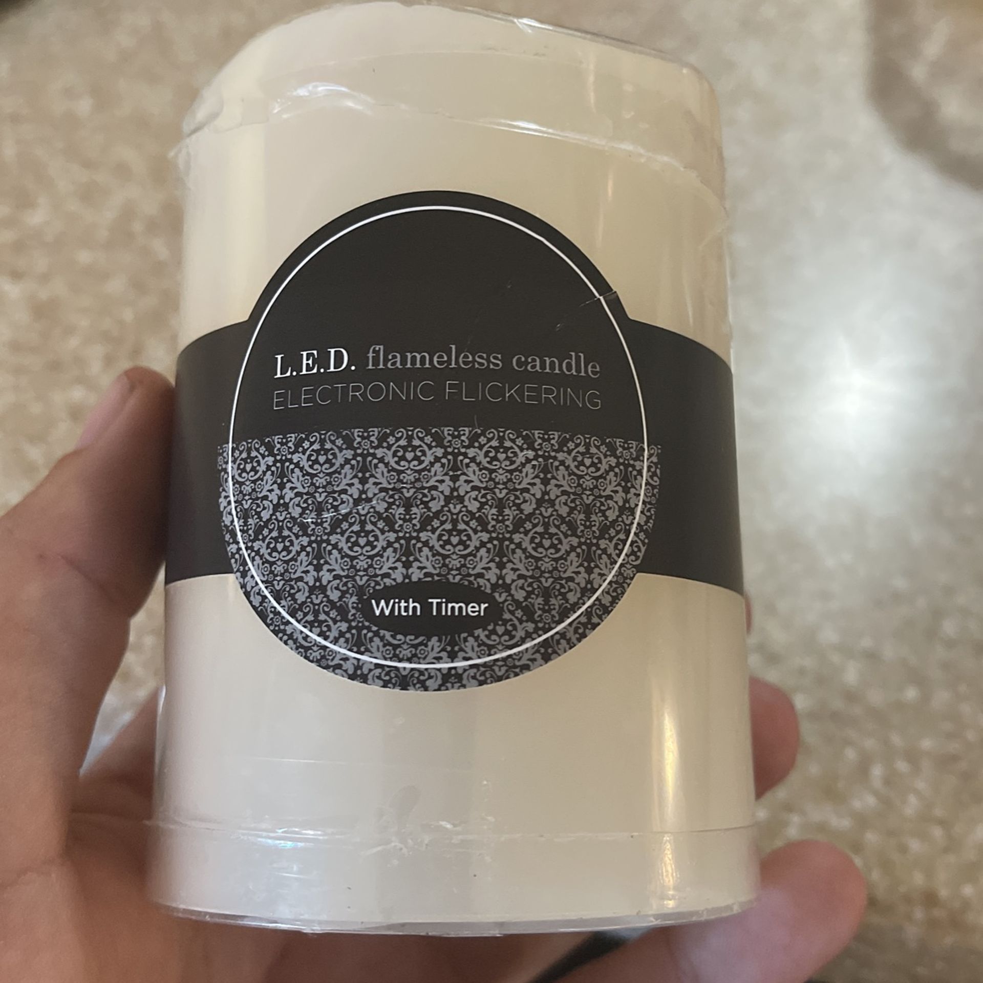 Vanilla Ivory LED Pillar Candle With Timer - 3" x 4"