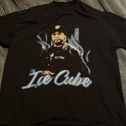 ICE CUBE BLUE FLAME Men's Size XL Graphic T-Shirt Tee Short Sleeve Black