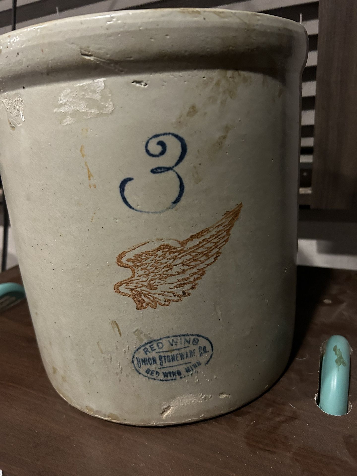 Antique Redwing 3 Gallon Crock