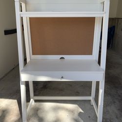 White Wood Desk With Attached Hutch