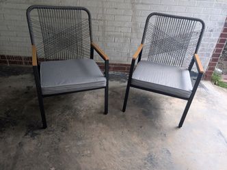 2-Piece Rattan Patio Chairs with Cushions