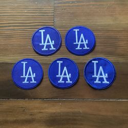 Lot Of 5 Large Iron On LA Dodgers Patches Blue 3in NEW