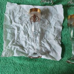Vintage 24k Gold Plated 6pk Champagne Flutes 