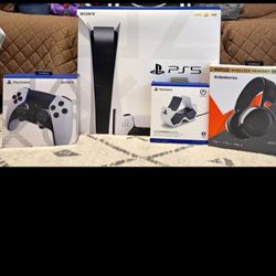 PS5 AND CONTROLLER AND HEADSET BUDDLE PACK 