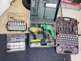 Ryobi drill and sockets