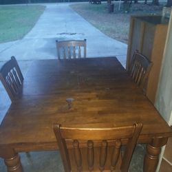 Adjustable Farmhouse Duning Table With 4 Chairs