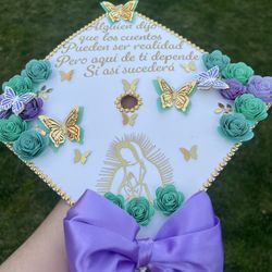 Cap Topper Para Gorro De Graduación 👩‍🎓 (elige A Tu Gusto Colores, Flores Y La Frase Que Más Te Guste 