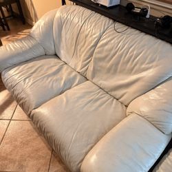 White Leather Loveseats