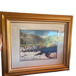 Vintage Vail Aspen Colorado Photograph Professionally Framed Artist Good Gold Frame 
