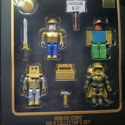 Roblox Toy Figures 15th Anniversary Icons Gold Collector's Set w/Ex Virtual Item
