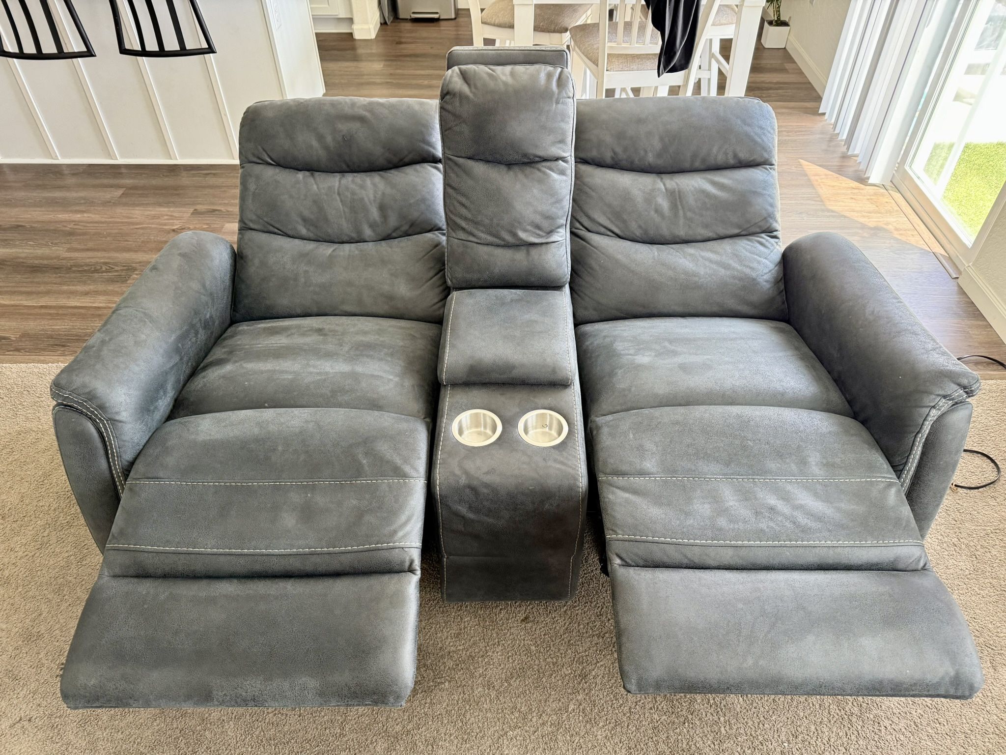 Forte Charcoal 71" Manual Reclining Gliding Console Loveseat