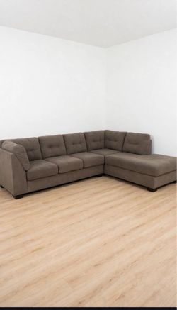 (FREE DELIVERY)Brown Sectional Sofa with Chaise