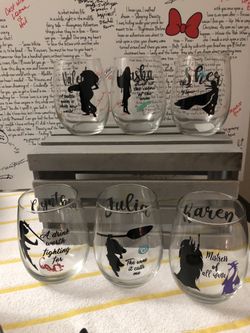 Disney themed wine glasses