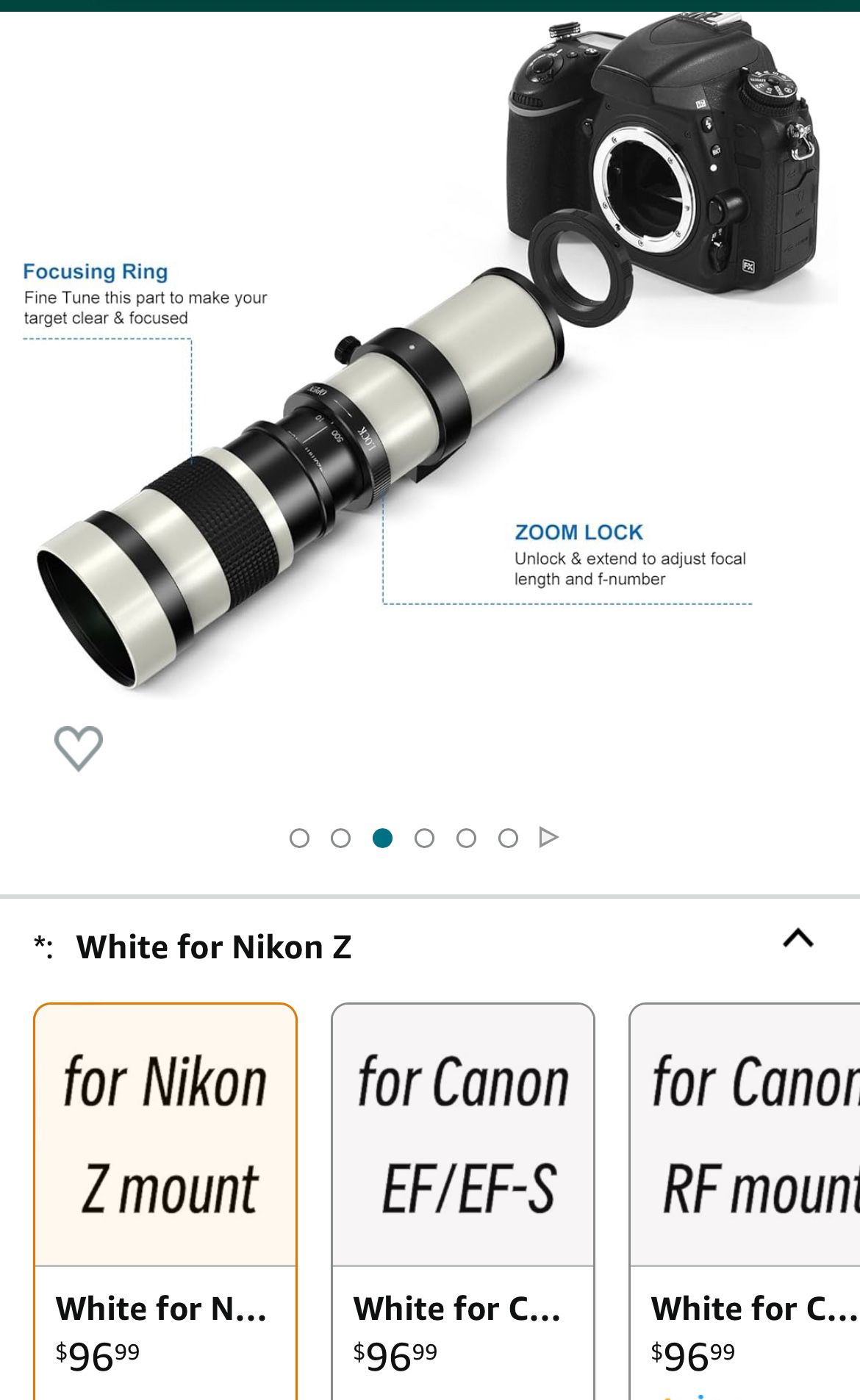 Lightdow, 420-800, f/8.3~16 super telephoto zoom lens, white, for all SLR camera’s