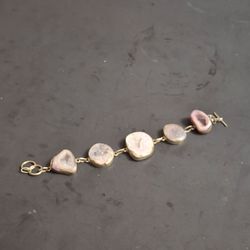 Polished Druzy Geode Slices Vintage Silvertone Bracelet 7"