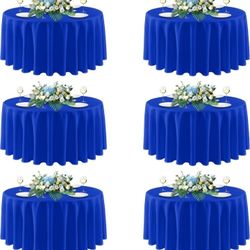 sancua Royal Blue Round Tablecloths 108 Inch, 6 Pack - Circle Fabric Cloth Table Cloths for Wedding Party Banquet Birthday, Washable Polyester Table C