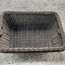 Wicker Basket Decorative Accents Storage Home Rectangular Dark Brown Color