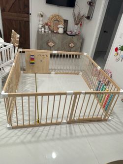 Ikalife Adjustable Wooden Baby Playpen