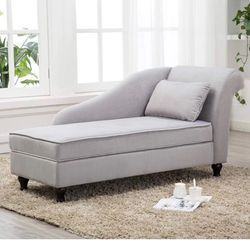 Storage Chaise Lounge Indoor Upholstered Sofa Recliner Lounge Chair for Living Room Bedroom Gray Velvet (Right Armrest)