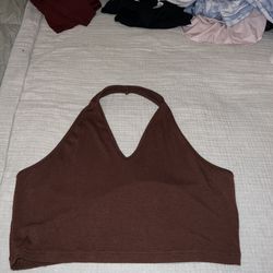 SHEIN Brown Halter Crop Top 
