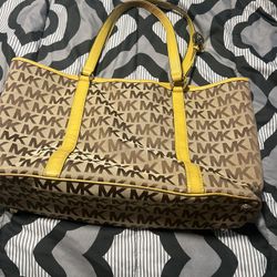 Authentic Michael Kors Yellow Tote bag with Gold tone & MK logo