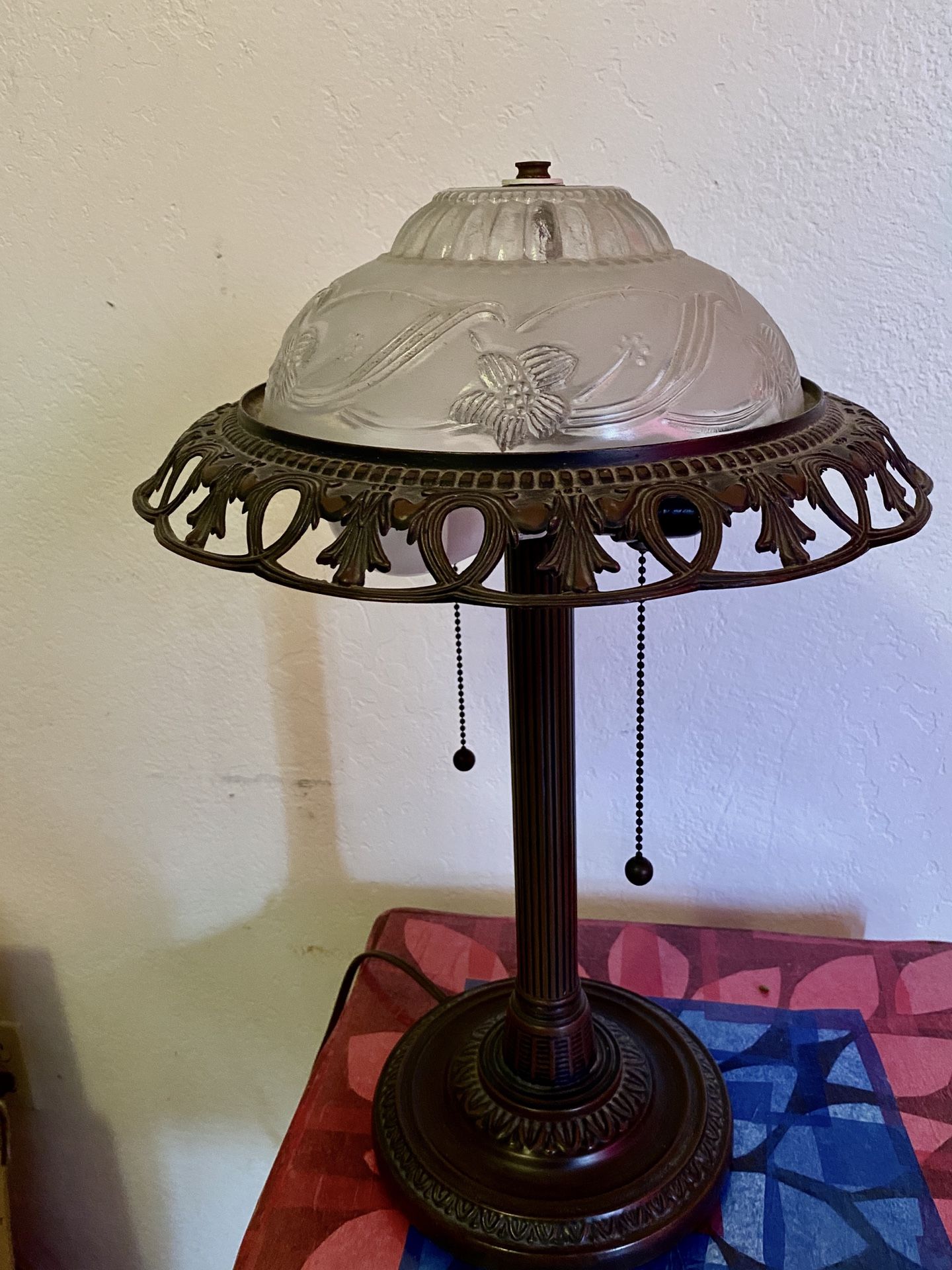 Bronze and glass desk lamp