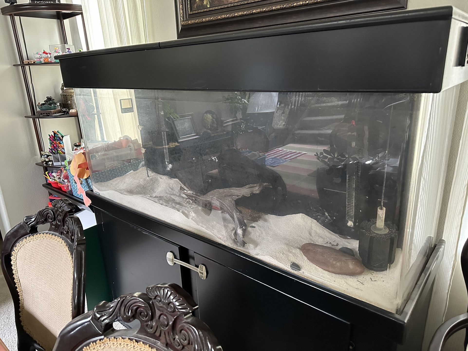 View of Acrylic Fish Tank Aquarium With Stand, Pump, Heaters, Built-in Filter ...