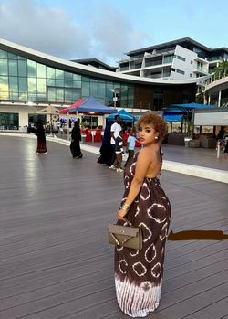 Sexy Casual Boubou Summer Halter Ethnic Print Elegant Waist Cinch Loose Backless Beach Party Dress with Scarf, Plus Size Women's Dress, Womenswear, El