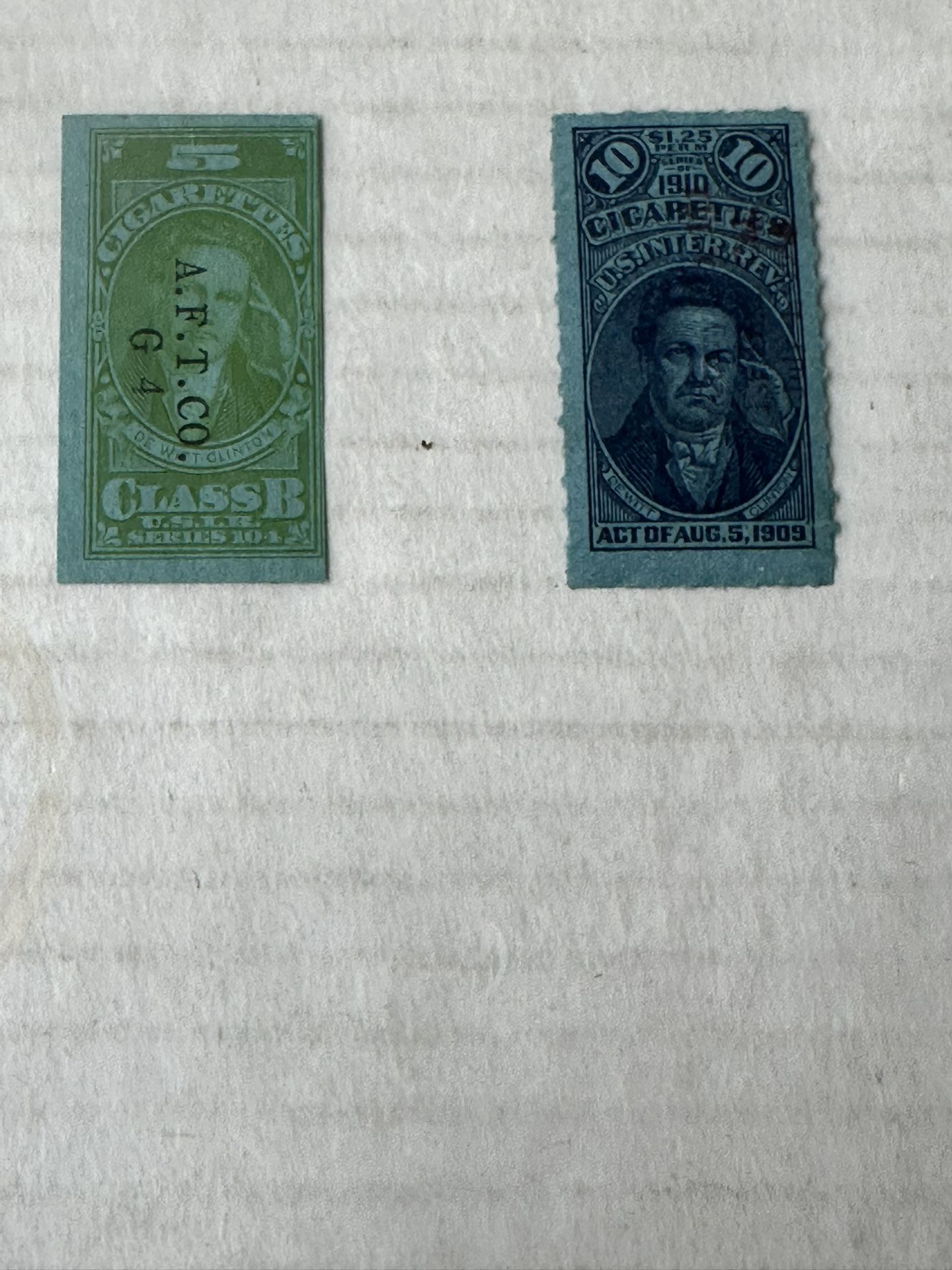 United States Cigarettes And Alcohol Revenue Tax Stamps