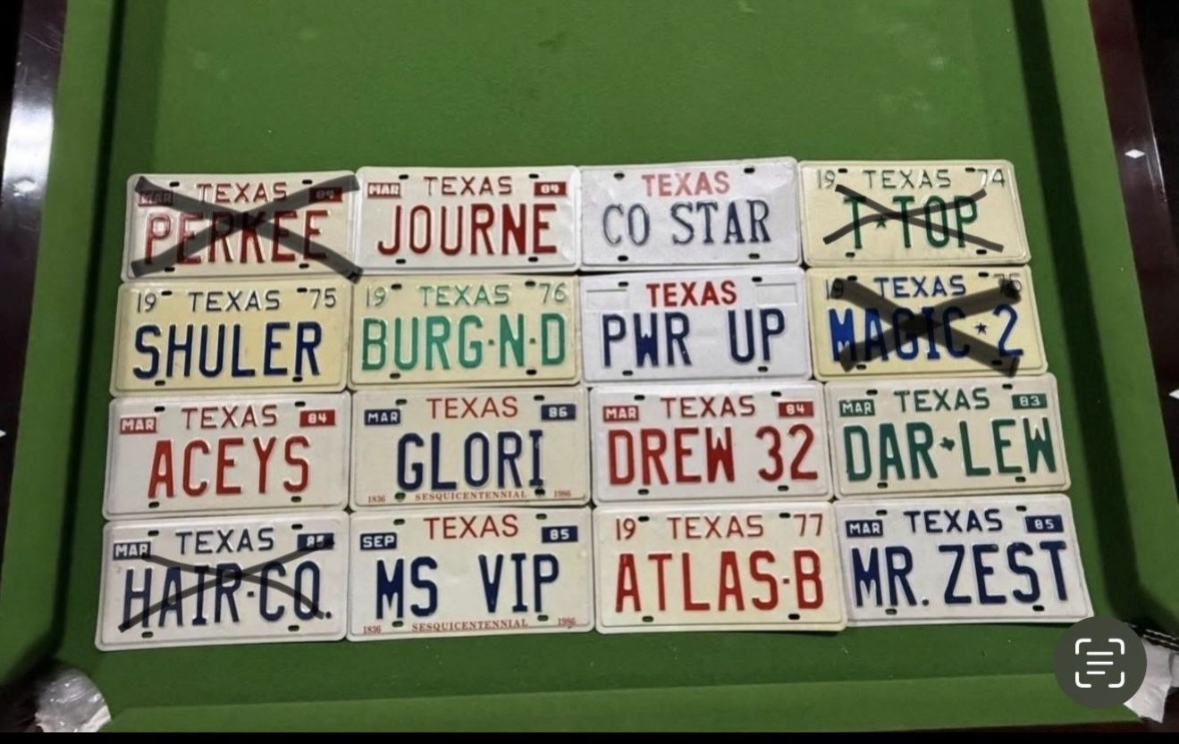 Vintage Texas vanity License plates