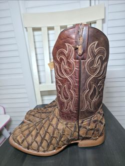 Cody James Pirarucu Western Boots Broad Square Toe BBME039 Men's Size 10.5 EE