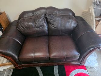 Leather Couch & Leave Seat