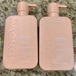 MONDAY Repair + Keratin Shampoo and Conditioner Set for Dry to Damaged Hair 12oz. 