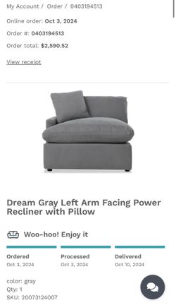 Bob’s Dream Gray Power Reclining Modular Sectional – Like New
