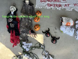 halloween decorations (webs, hanging decorations, other random things)